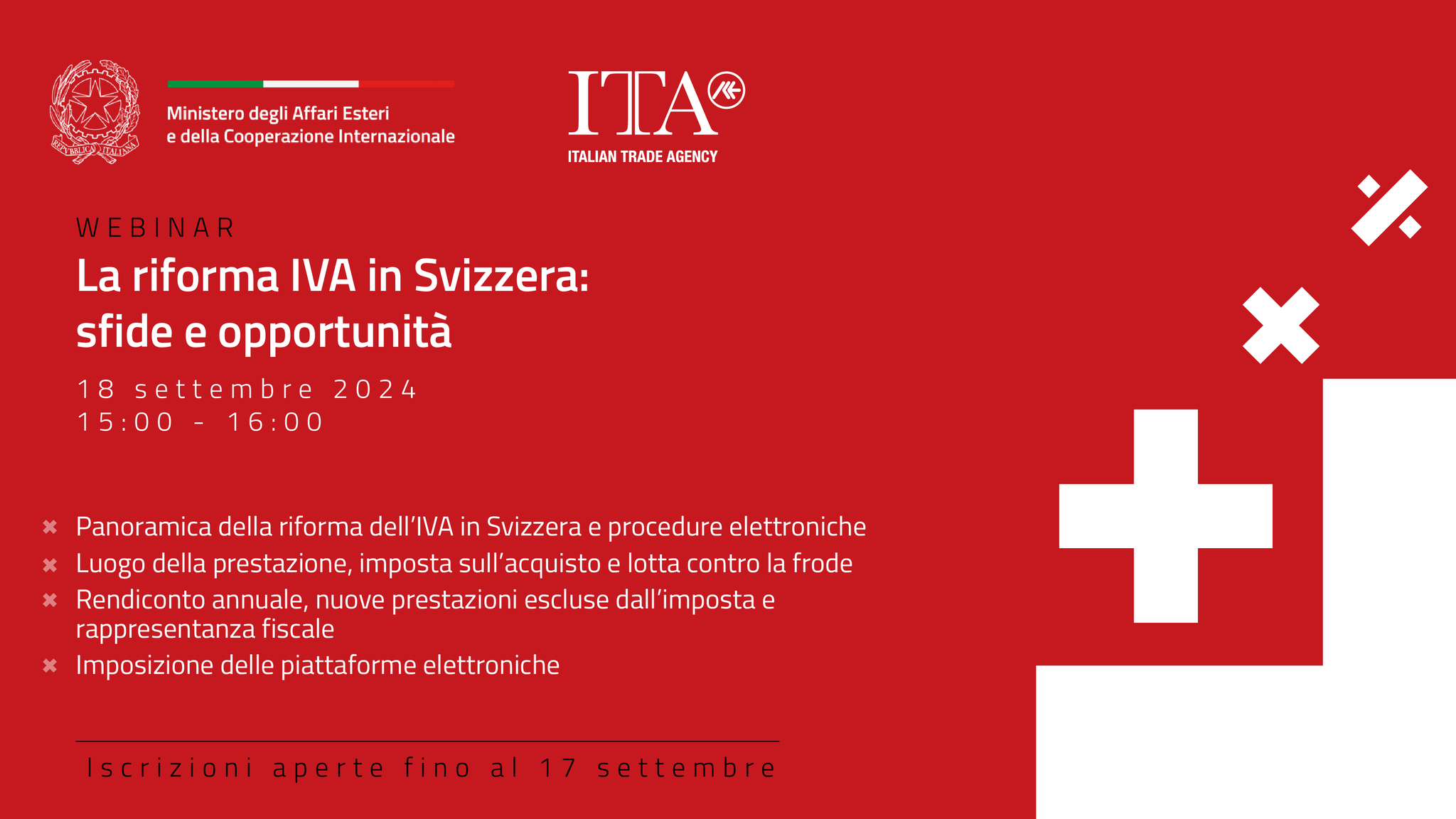 WEBINAR GRATUITO RIFORMA IVA IN SVIZZERA: SFIDE E OPPORTUNITÀ | PromoSienArezzo